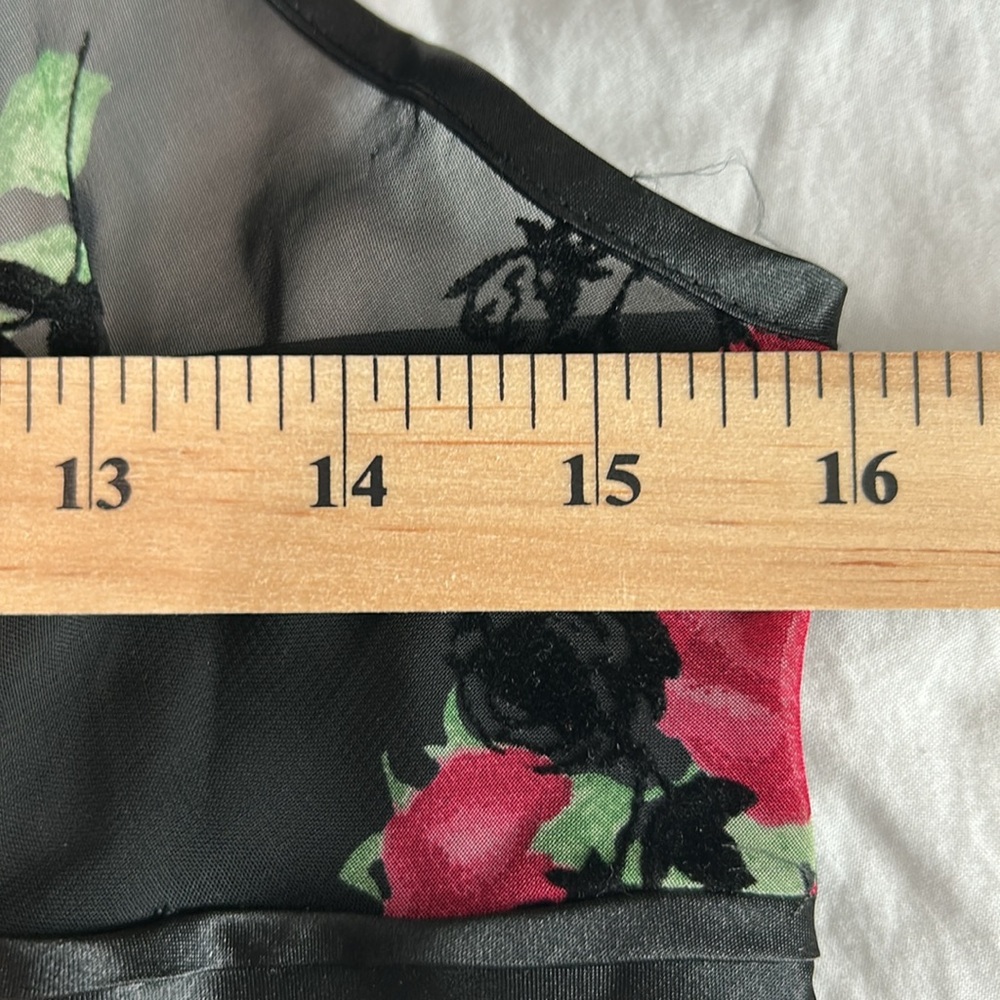 Y2K Black Floral Rose Lingerie Mini Slip Dress Women’s Size Medium - Picture 8 of 17